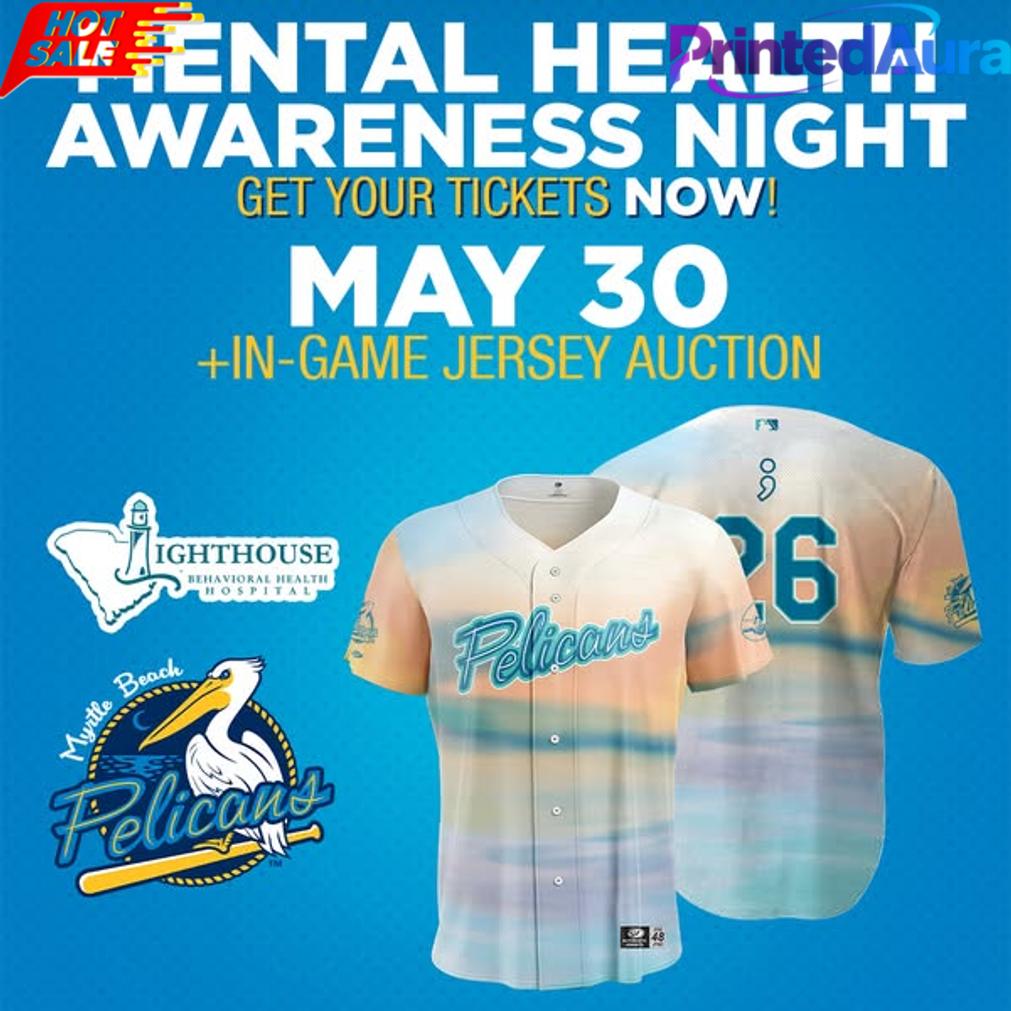 Myrtle Beach Pelicans x Annual Mental Health Awareness Night Baseball Jersey Myrtle Beach Pelicans x Annual Mental Health Awareness Night Baseball Jersey