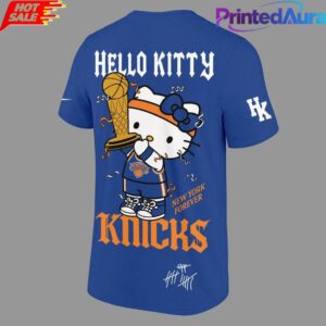 NY Knicks 2026 NBA Finals Champs Hello Kitty Blue Tee 2