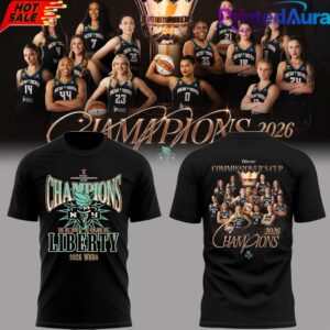 New York Liberty 2026 WNBA Commissioner’s Cup Champions Black Edition Tee