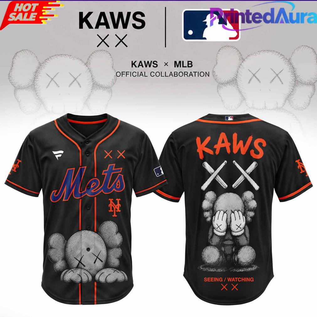 New York Mets x KAWS Blackout Baseball Jersey New York Mets x KAWS Blackout Baseball Jersey