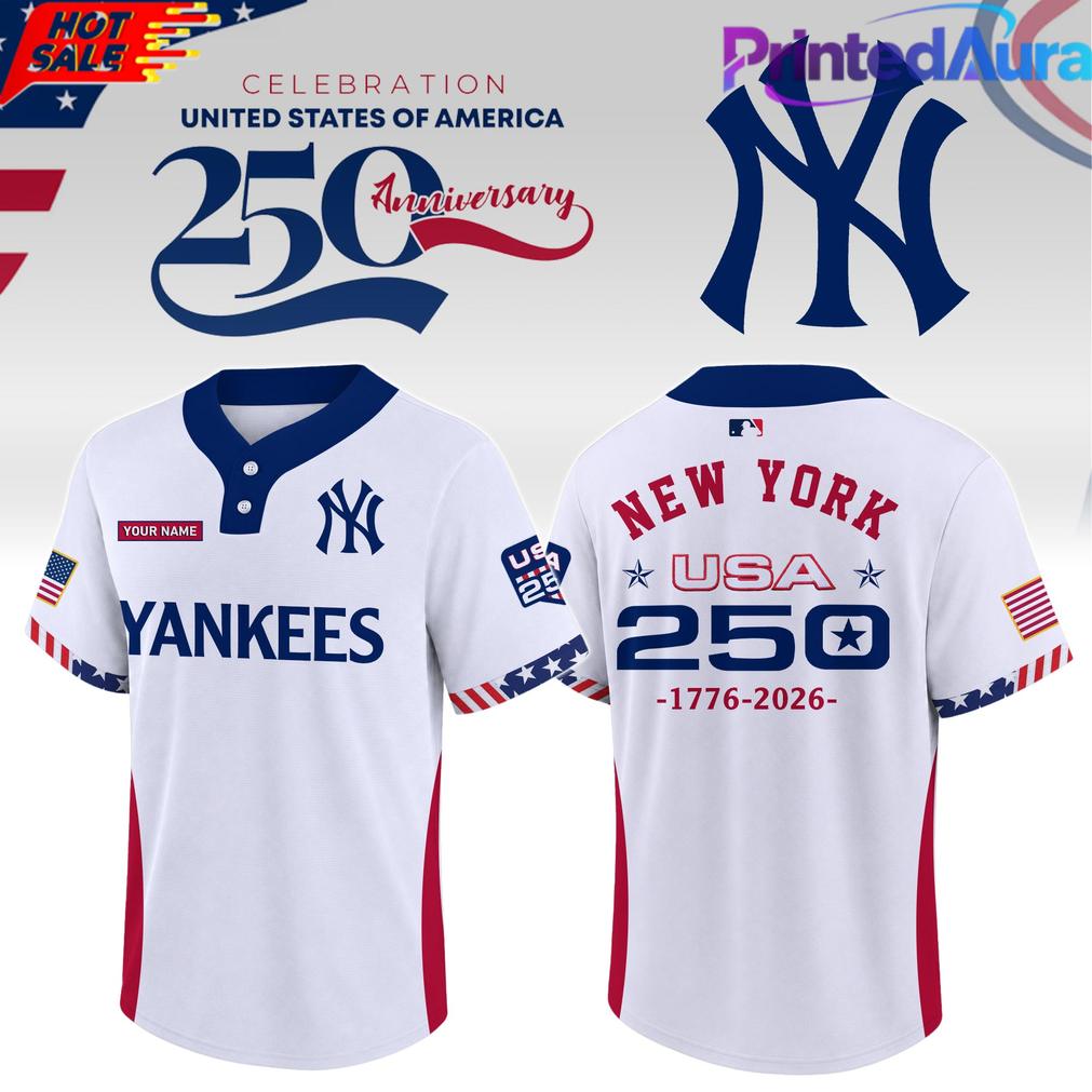 New York Yankees 250 Anniversary Two Button Baseball Jersey New York Yankees 250 Anniversary Two Button Baseball Jersey