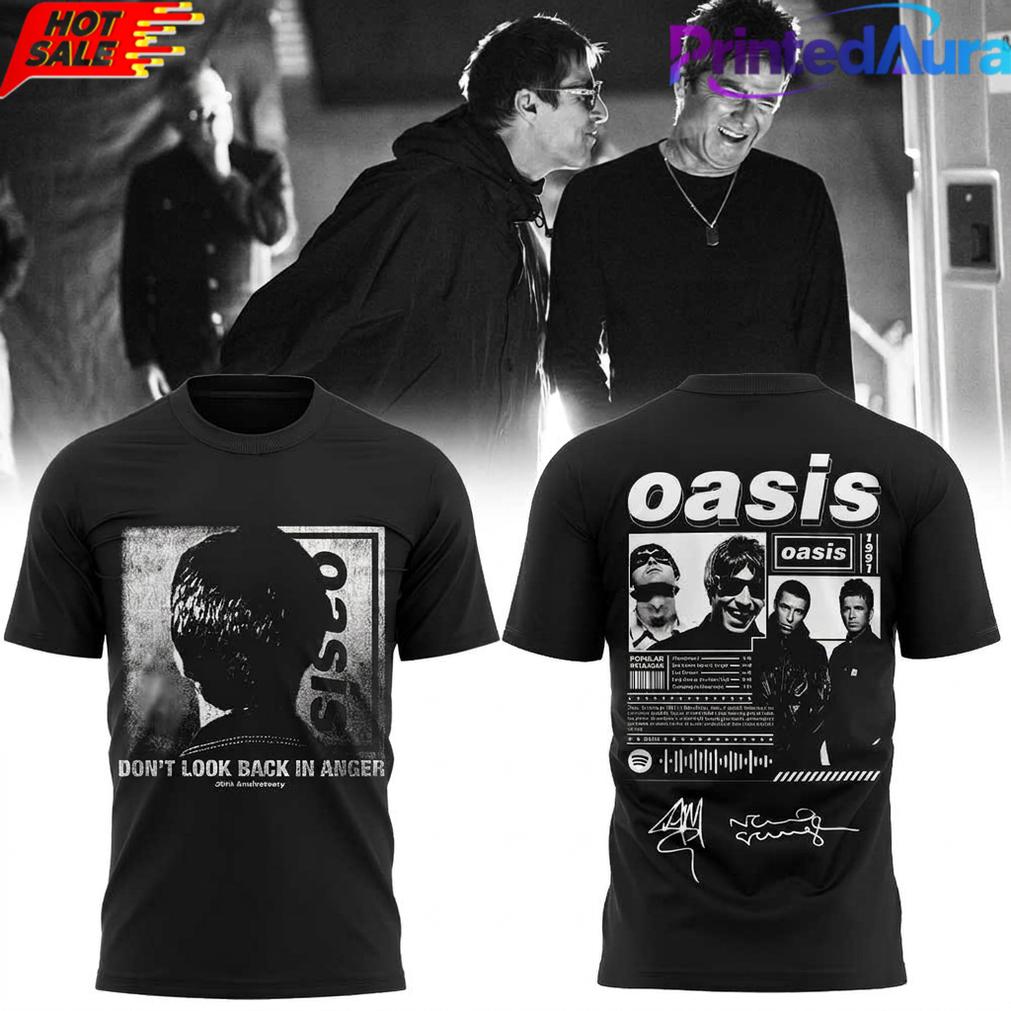 Oasis Don’t Look Back in Anger 30th Signature Limited Special Black Tee Oasis Don’t Look Back in Anger 30th Signature Limited Special Black Tee