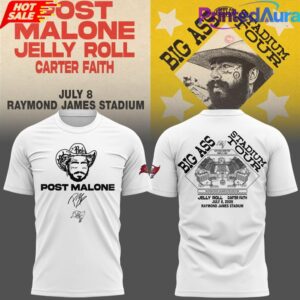 Post Malone Tampa Bay Buccaneers Big Ass Stadium Tour 2026 White Shirt