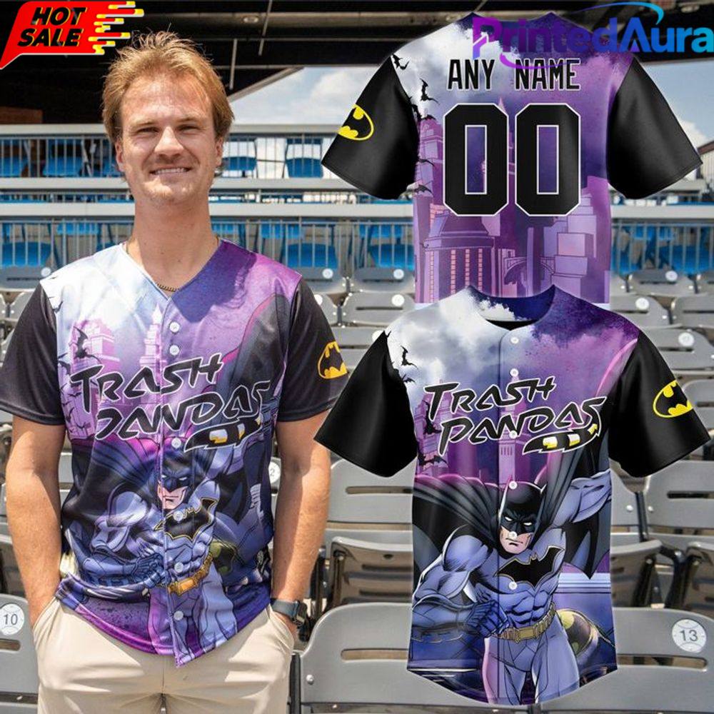 Rocket City Trash Pandas x Batman Superhero Night 2026 Special Baseball Jersey Rocket City Trash Pandas x Batman Superhero Night 2026 Special Baseball Jersey