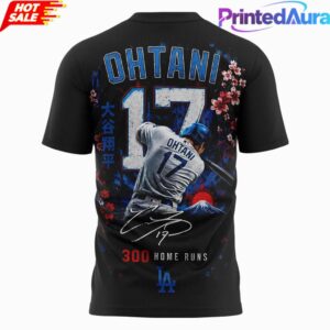 Shohei Ohtani LA Dodgers Number 17 Hit 300 Home Runs Commemorative Tee 2 Shohei Ohtani LA Dodgers Number 17 Hit 300 Home Runs Commemorative Tee 2