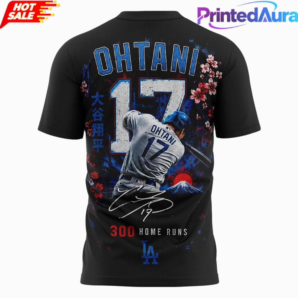 Shohei Ohtani LA Dodgers Number 17 Hit 300 Home Runs Commemorative Tee Shohei Ohtani LA Dodgers Number 17 Hit 300 Home Runs Commemorative Tee