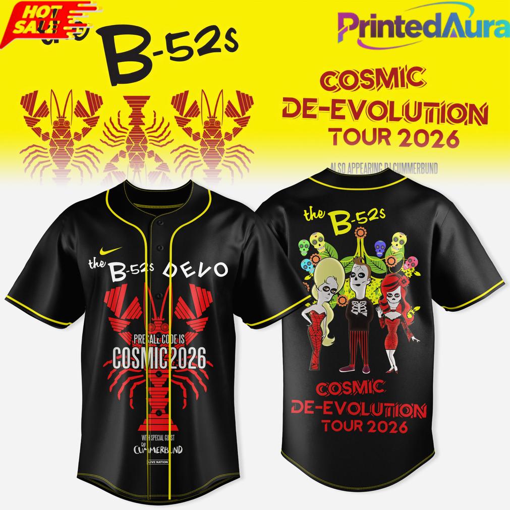 The B-52s x DEVO – Cosmic De-Evolution Baseball Jersey The B-52s x DEVO – Cosmic De-Evolution Baseball Jersey