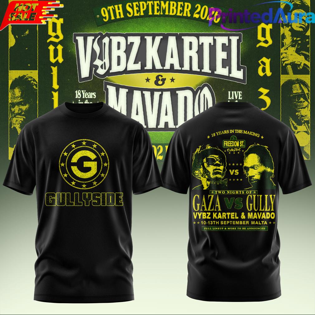 VYBZ KARTEL x MAVADO GAZA vs GULLY COLLECTION T-SHIRT VYBZ KARTEL x MAVADO GAZA vs GULLY COLLECTION T-SHIRT