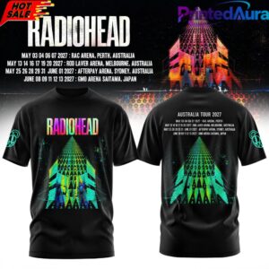 Radiohead 2017 World Tour Tシャツ Radiohead Australia Tour 2027 T-Shirt - Premium Graphic Apparel