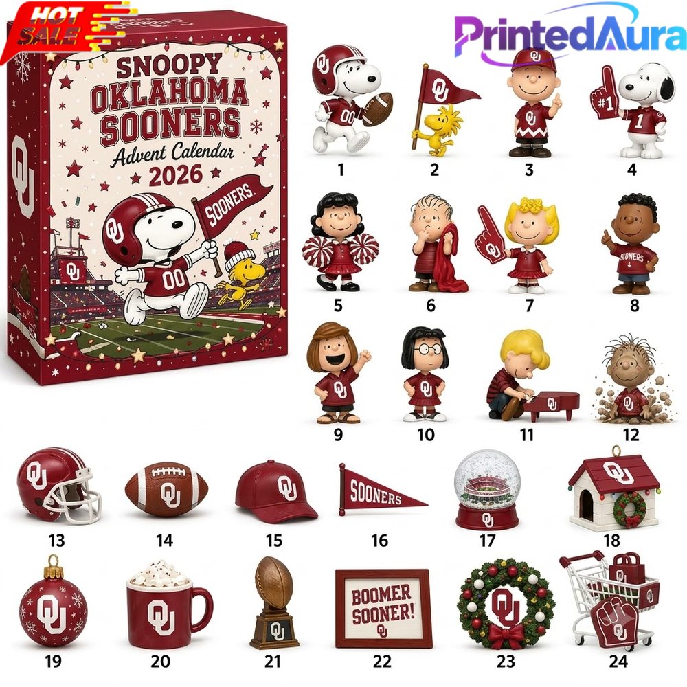 Snoopy Oklahoma Sooners Advent Calendar 2026 - Premium Graphic